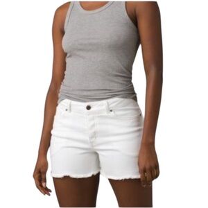 NWT Prana Buxton Denim Stretch Short in White. Boyfriend fit. Size 14